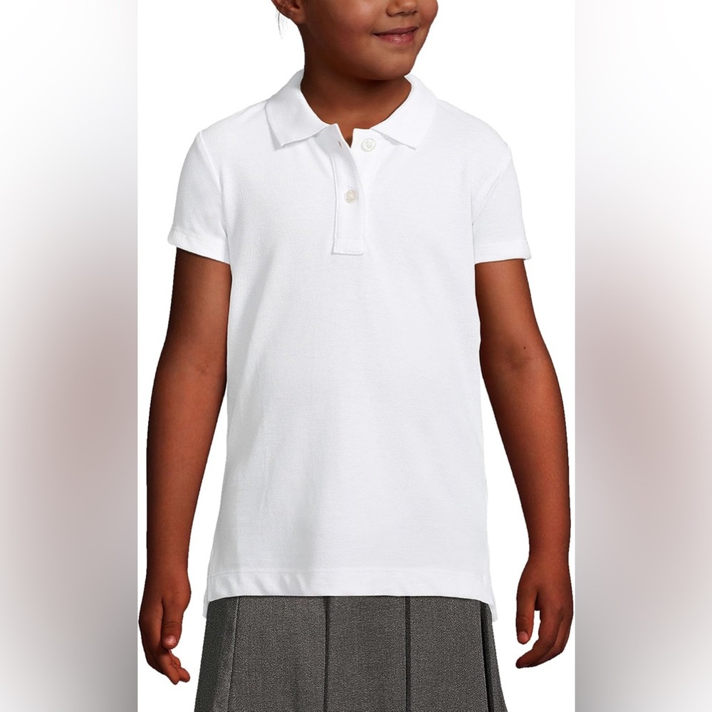 Lands' End White Polo Shirt Short Sleeve Classic